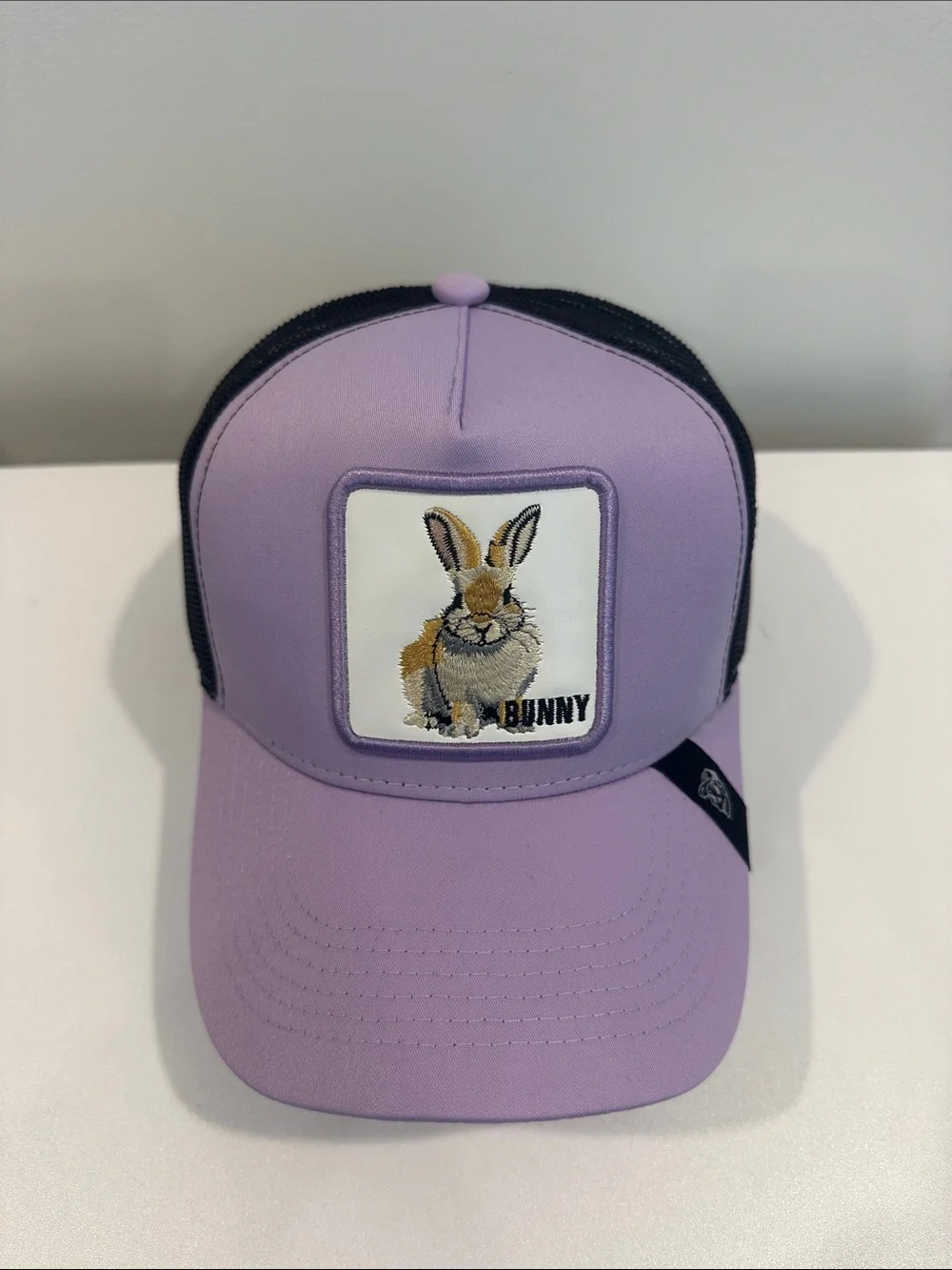 Lavender Bunny Patch Trucker Hat – Embroidered Rabbit Snapback Cap